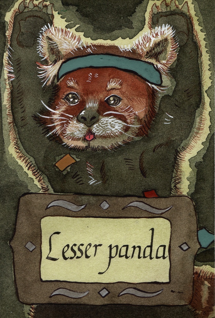 【幻想動物図録】レッサーパンダの戦士 原画