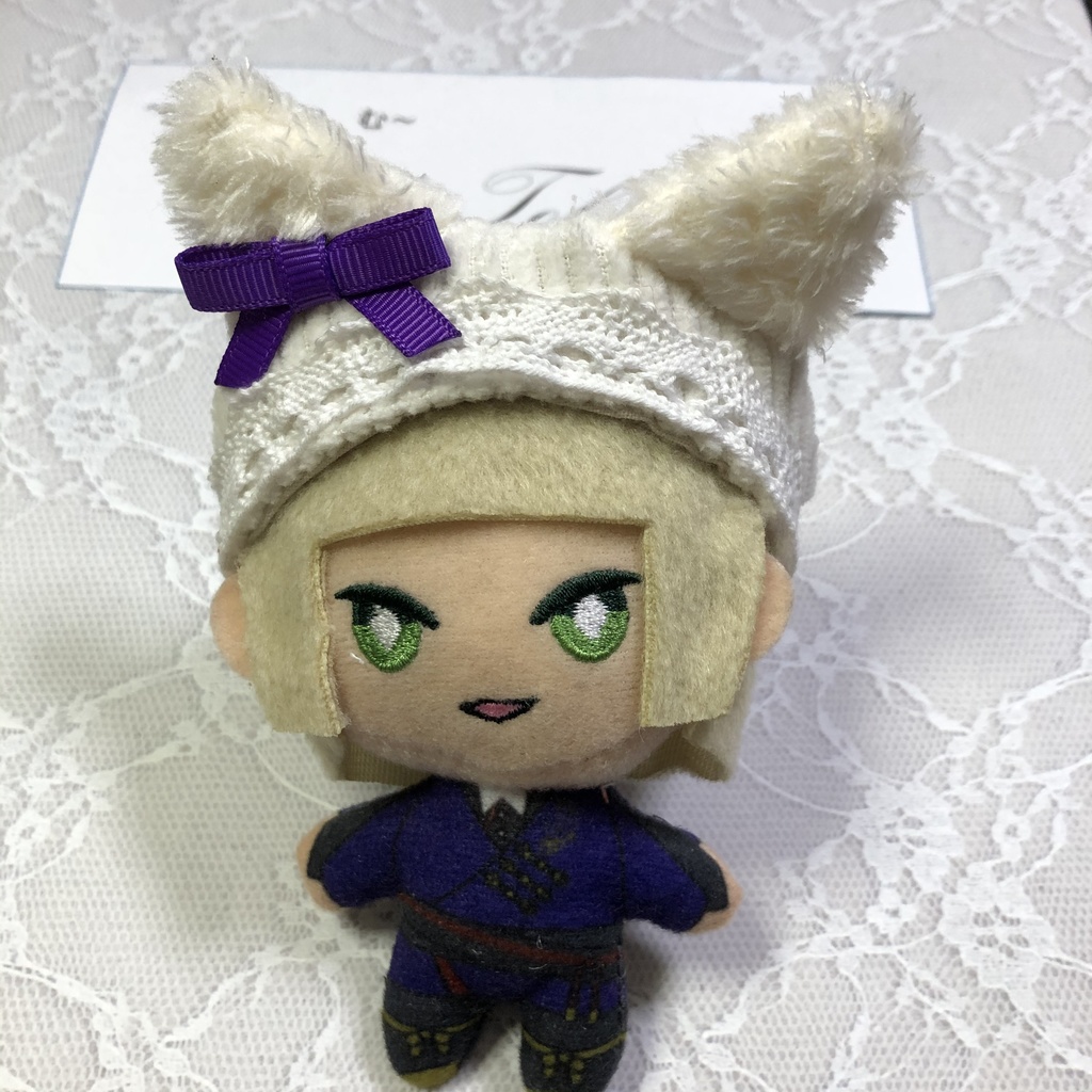 ぬい服　ベレー帽　ねこ耳ホワイト