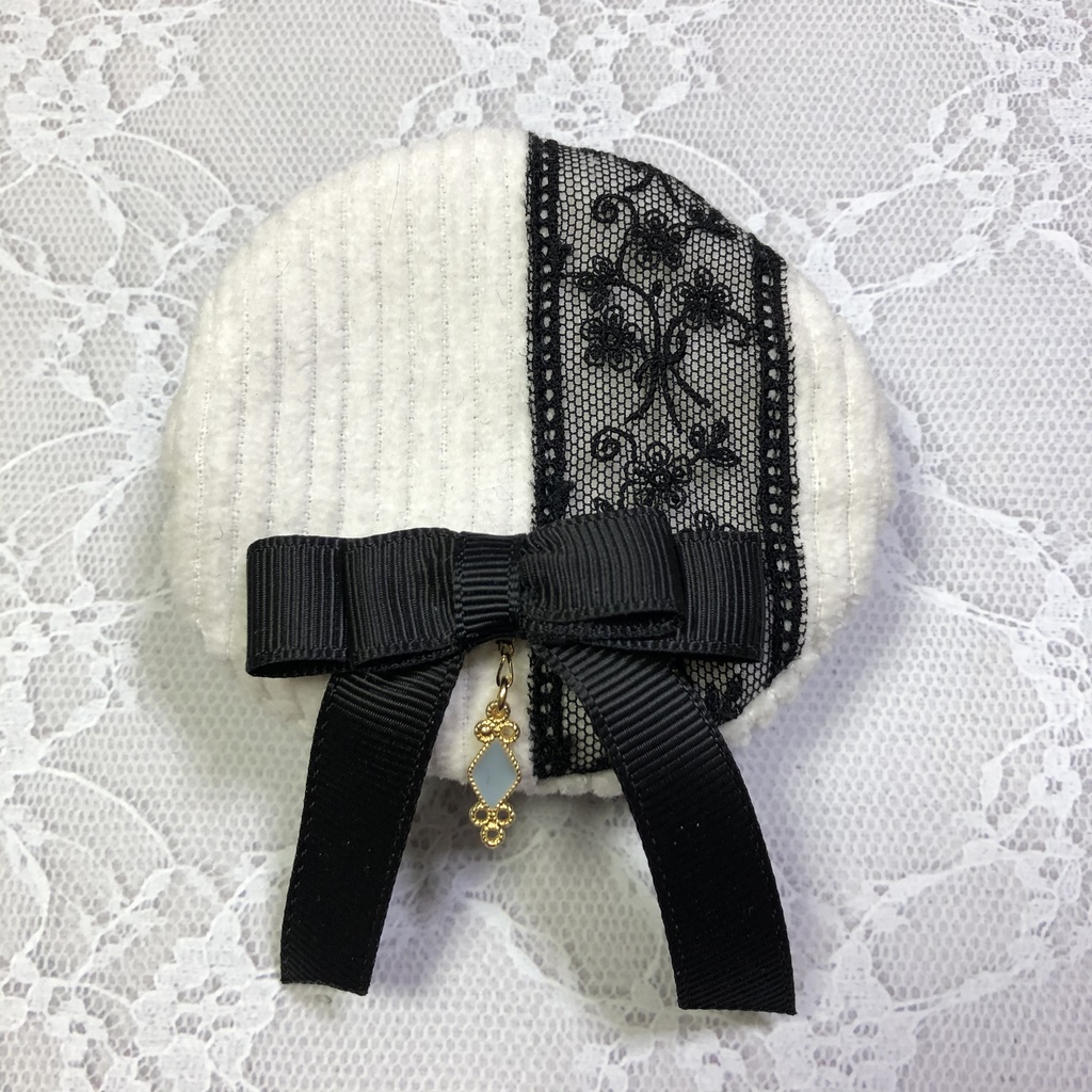 ぬい服　ベレー帽　大きめ黒リボン