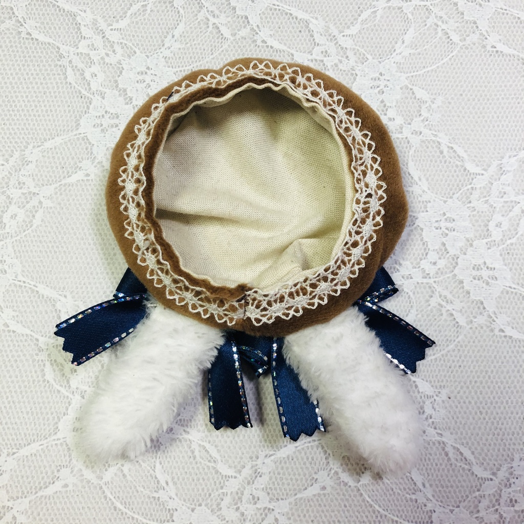 ぬい服 ベレー帽 うさ耳 ブルーリボン