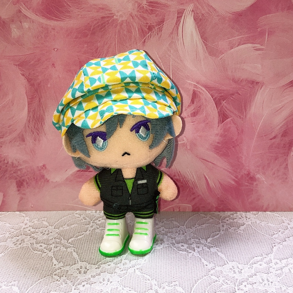 ぬい服　帽子　キャスケット　イエロー×ブルー