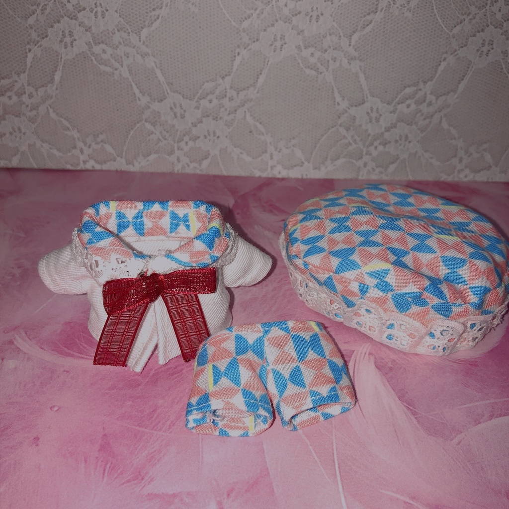 ぬい服 ベレー帽 ブラウス ズボン3点セット