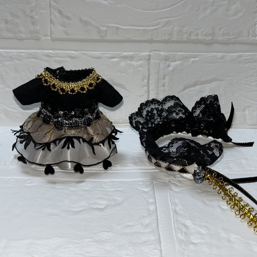 ゴスロリ風ワンピース+ヘッドドレス2点セット Bタイプ