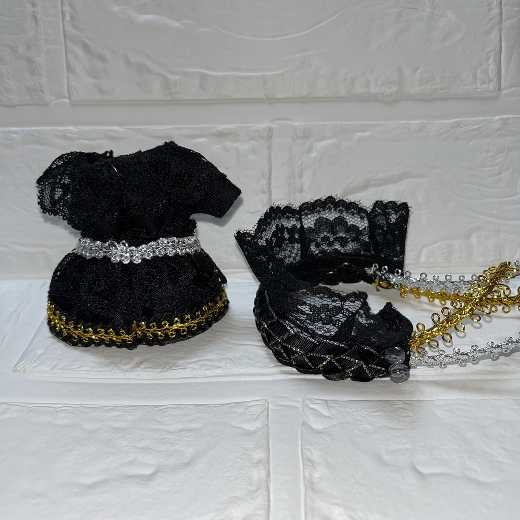 ゴスロリ風ワンピース+ヘッドドレス2点セット Cセット