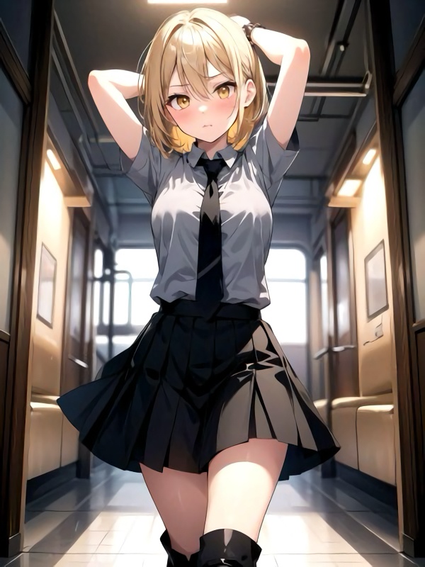スカートがなびくだけ
