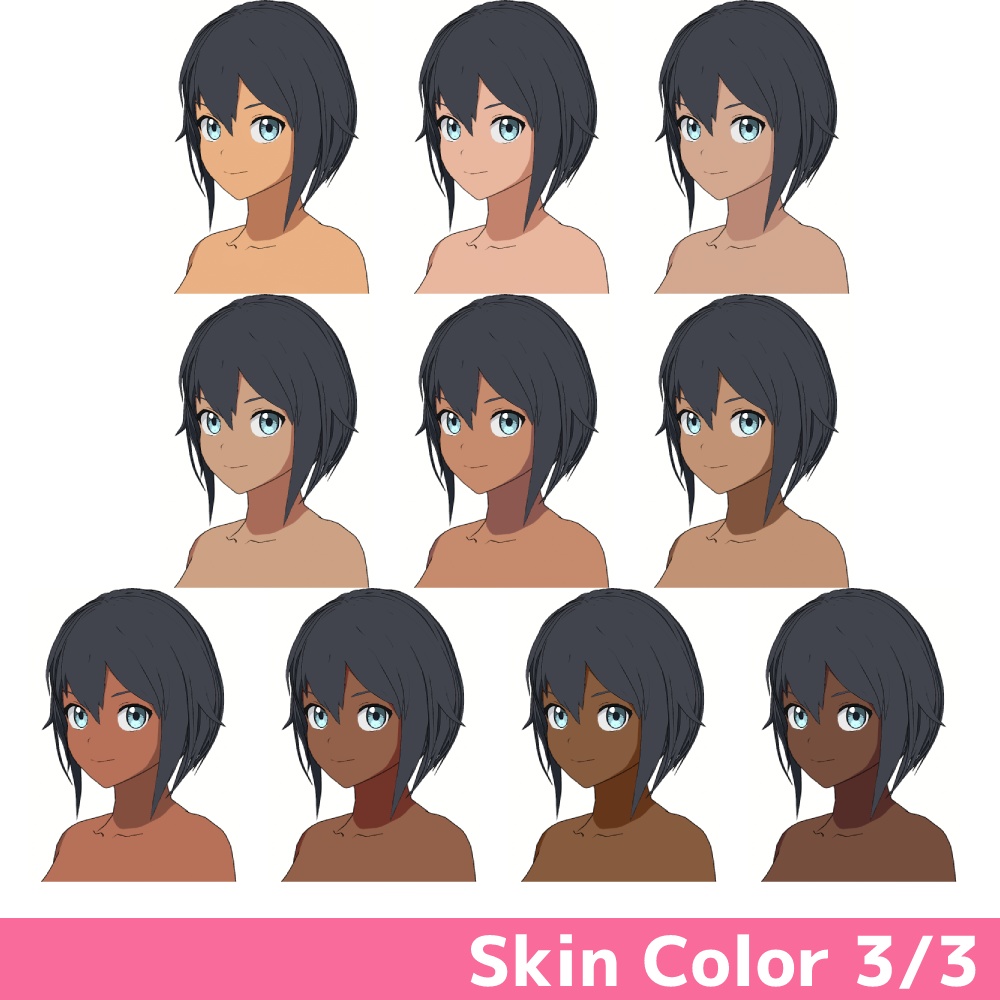 【Vroid】アニメ調の肌カラー組み合わせ