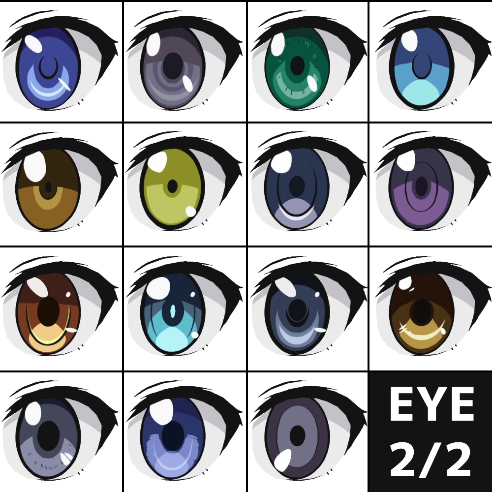 アニメ調の瞳テクスチャ 30種類