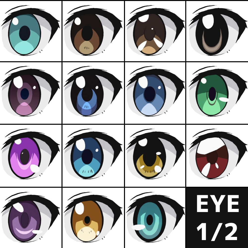 アニメ調の瞳テクスチャ 30種類