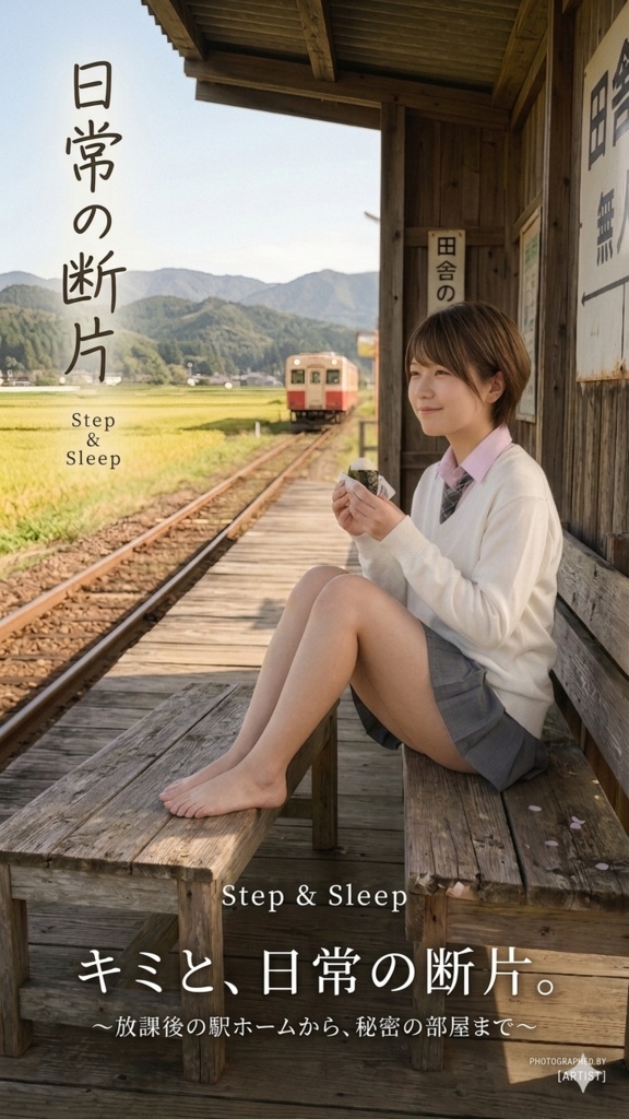 AI美女「ゆっちゃん」フォトブック01:放課後の駅ホームと、秘密の部屋。