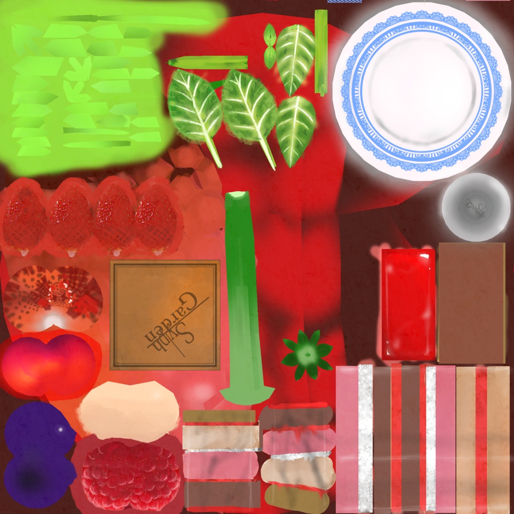 フランボワーズのムースケーキ Franboise mousse cake (3D model FBX)