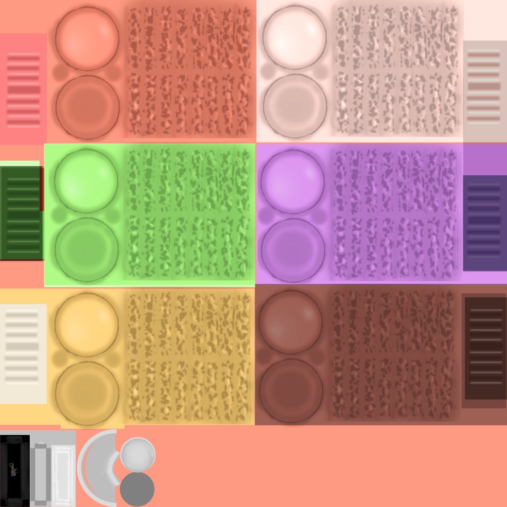 マカロン6色セット(箱、台座つき) Macarons (3D model FBX)