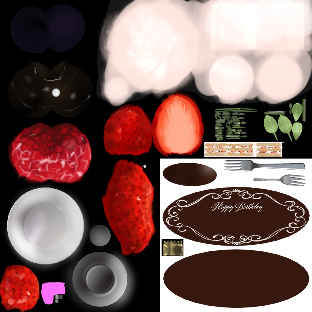 ホールケーキセット(クリスマスケーキ、バースデーケーキ兼用) テーブルと椅子つき