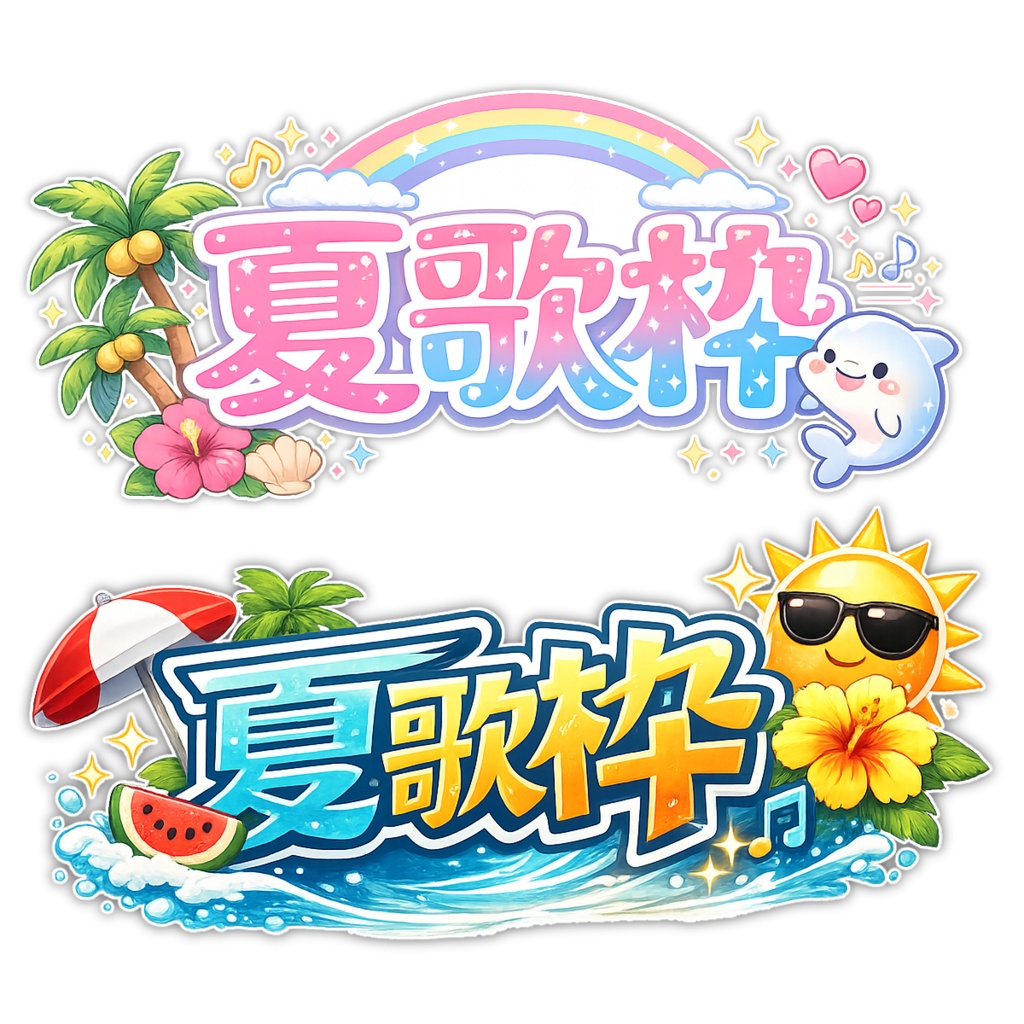【配信ロゴ素材】夏歌枠　ロゴ２つセット