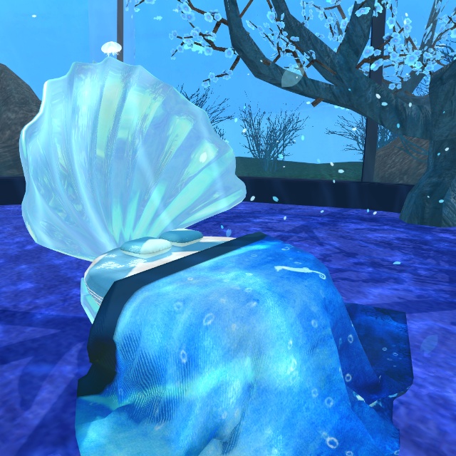 白い貝殻のベッド【VRChat想定小物】