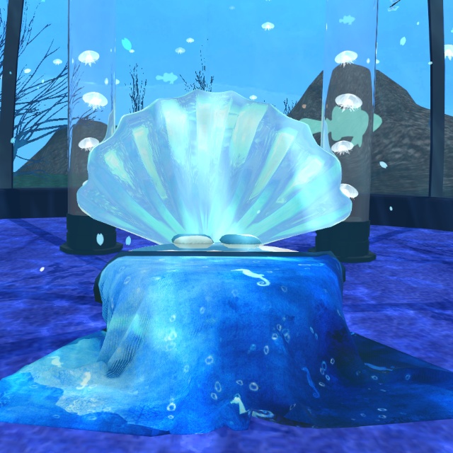 白い貝殻のベッド【VRChat想定小物】