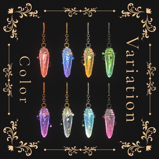 クリスタルイヤリング-CrystalEarring-【VRChat想定 イヤリング・ピアス】