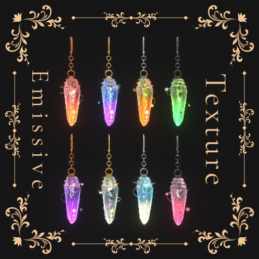 クリスタルイヤリング-CrystalEarring-【VRChat想定 イヤリング・ピアス】