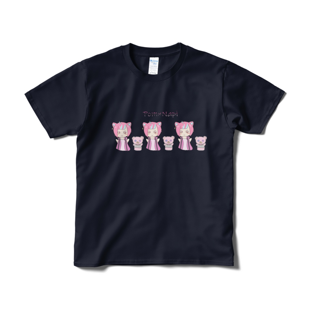 pom×napi 　ネイビー　Tシャツ　