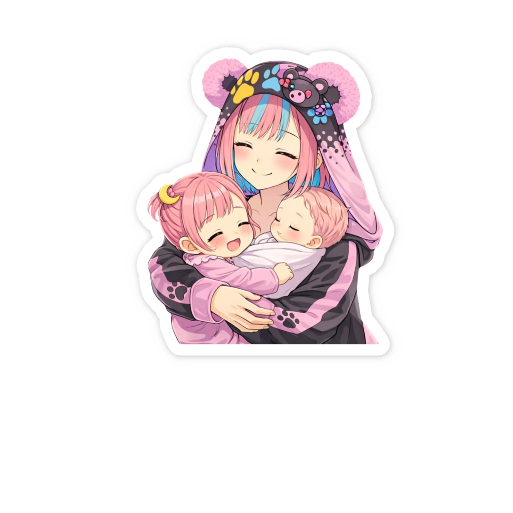 夜月なぴ、2児の母になる。 スマホステッカー