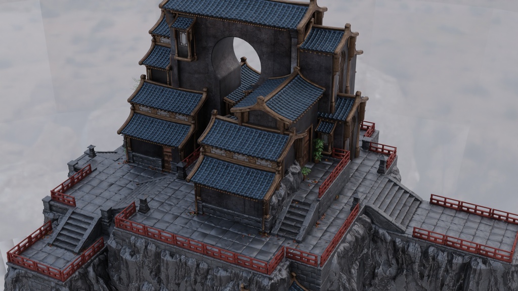 ORIENTAL MOUNTAIN SHRINE - 崖の上の和風寺院 - Optimized World Asset