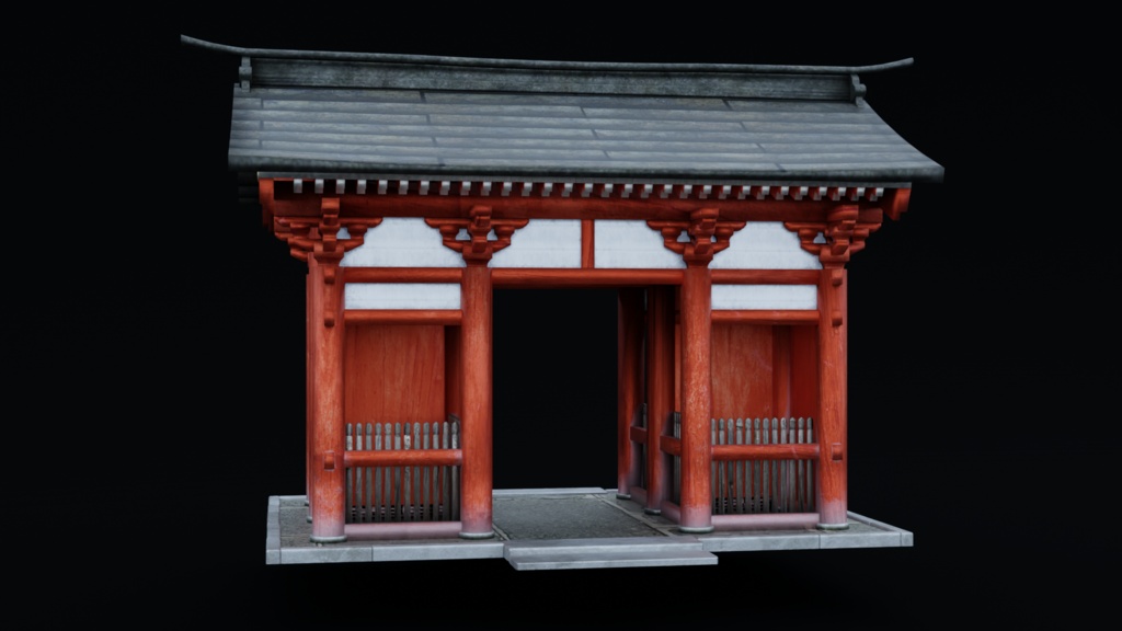 TRADITIONAL JAPANESE TEMPLE GATE - 和風の山門 - Shrine Mon Prop