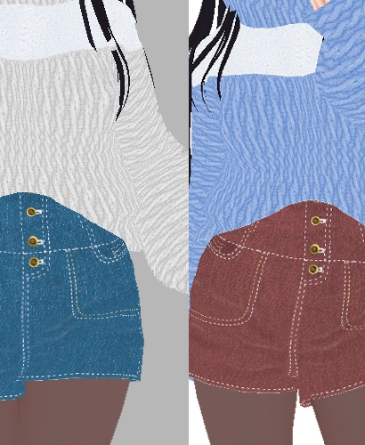 【無料版あり】ハイウェストショートデニム【β版VRoidテクスチャ】