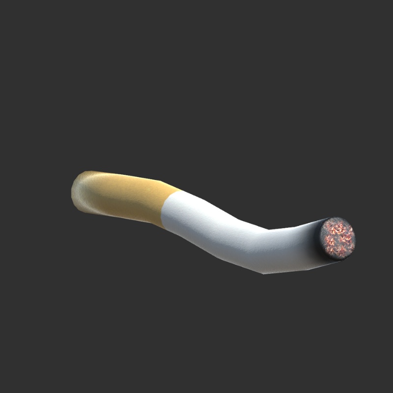 【3Dモデル】火の着いたくしゃくしゃタバコ