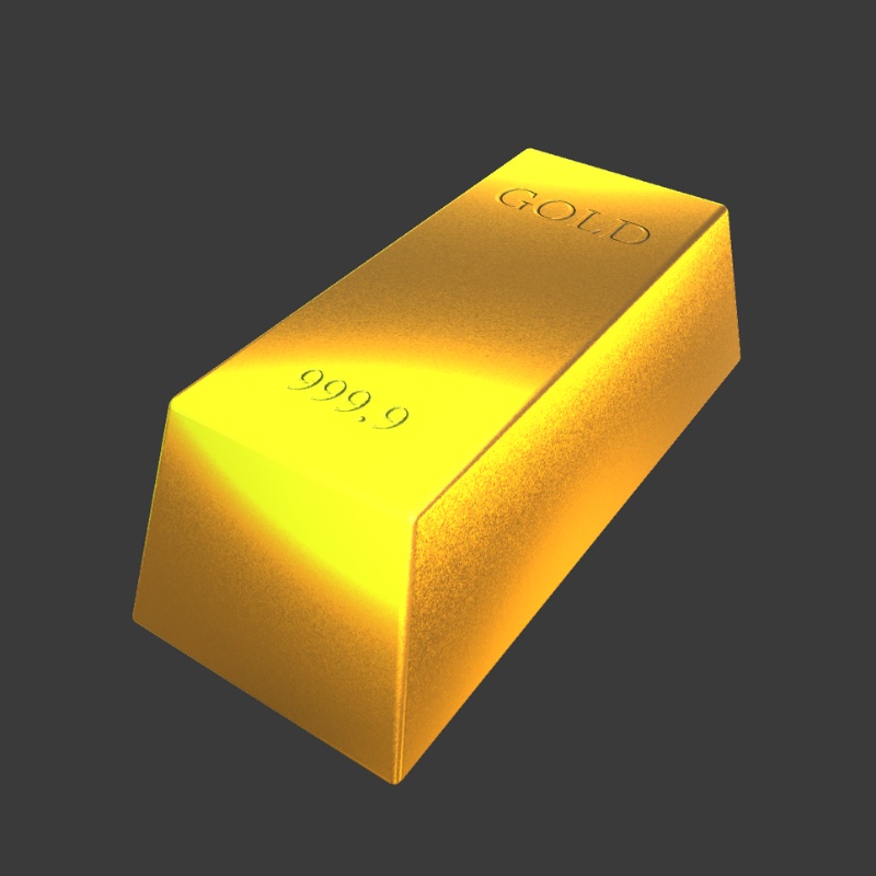 【3Dモデル】金色っぽいインゴット