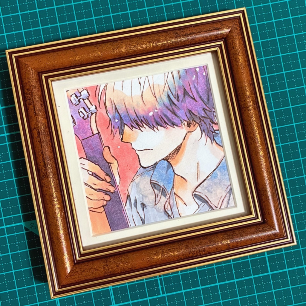 【原画】ギター 10cm正方形（額付き）