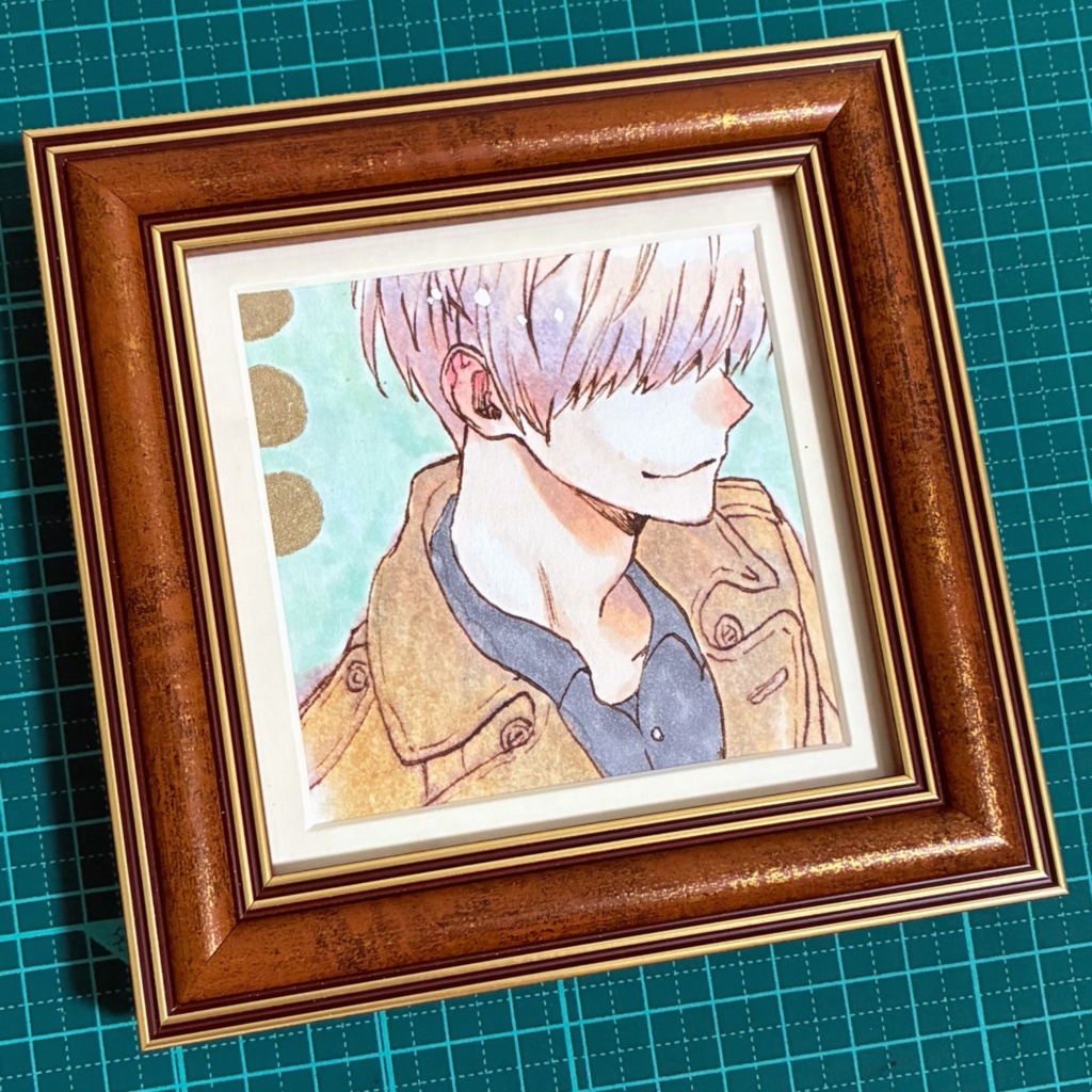 【原画】コート 10cm正方形（額付き）