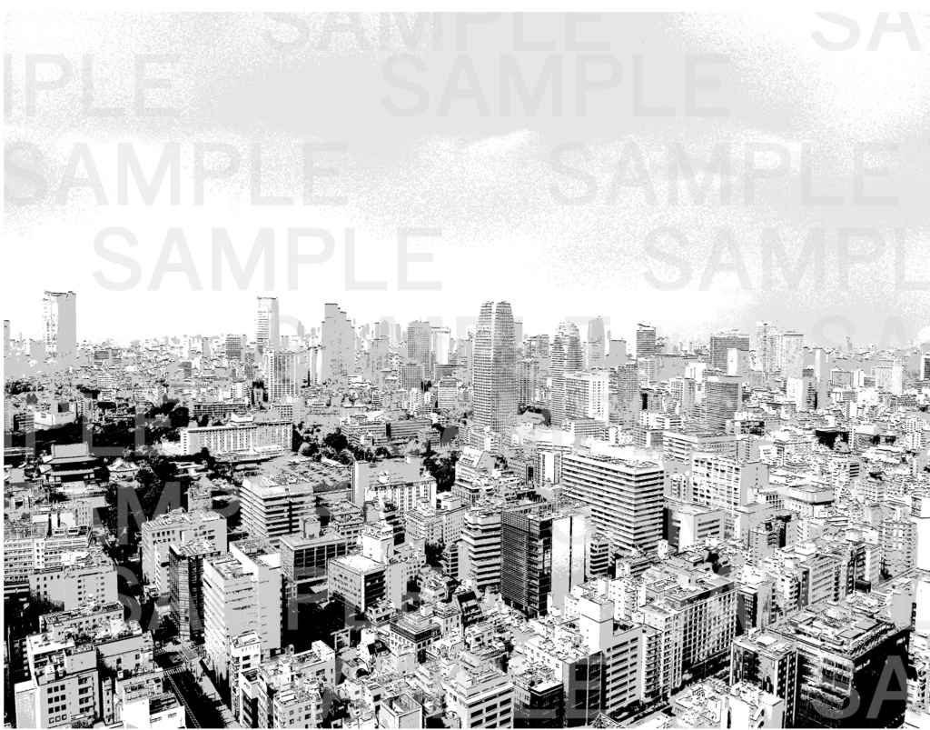 漫画背景 俯瞰の都市01 bird's-eye view of the city 01