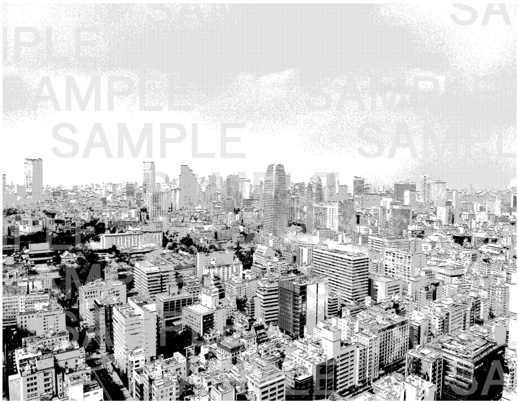 漫画背景 俯瞰の都市01 bird's-eye view of the city 01