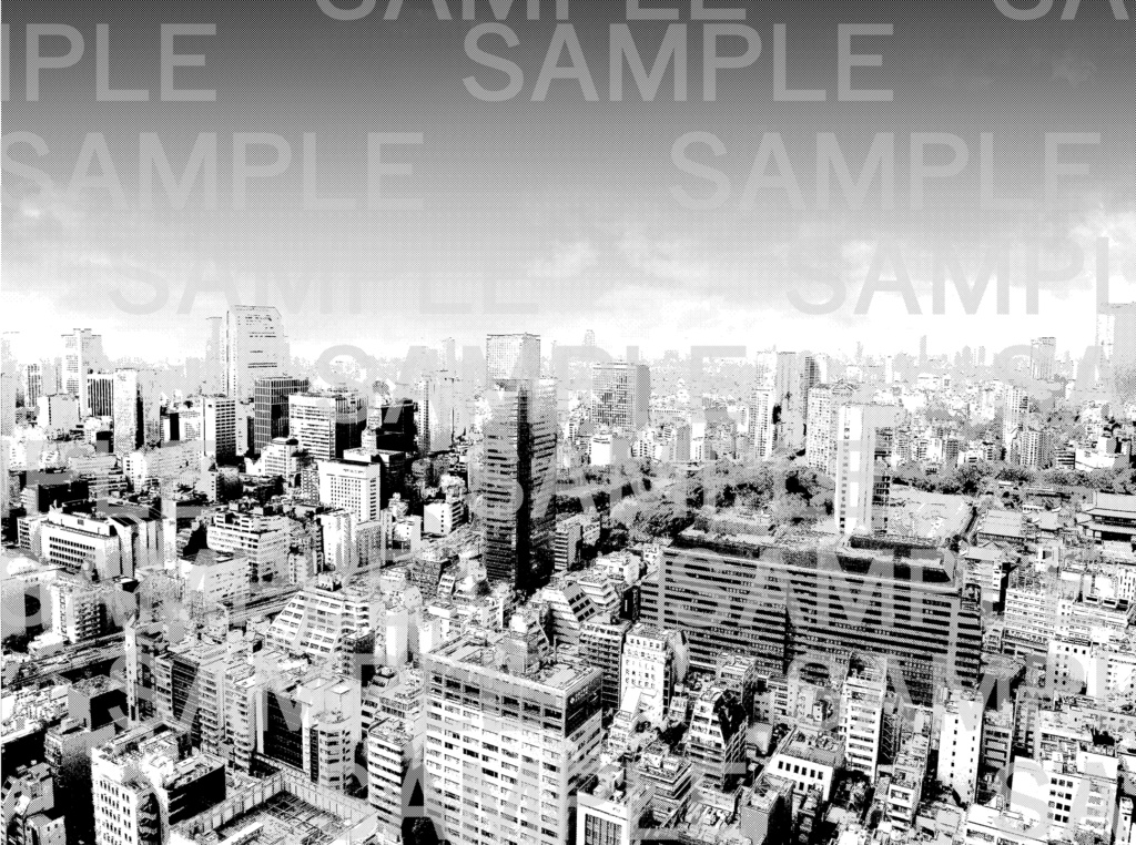 漫画背景 俯瞰の都市02 bird's-eye view of the city 02