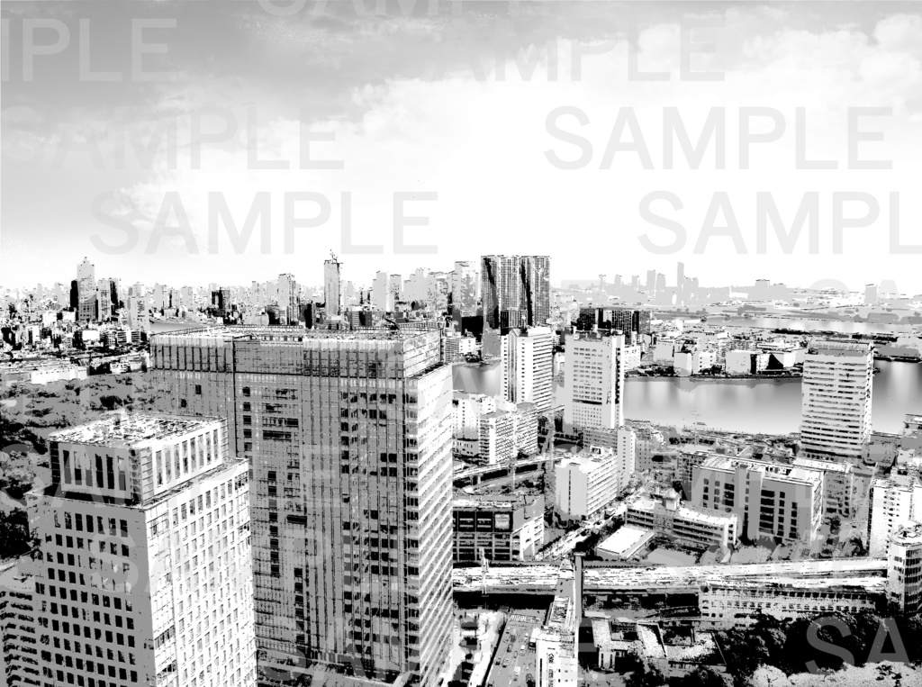 漫画背景 俯瞰の都市03 bird's-eye view of the city 03