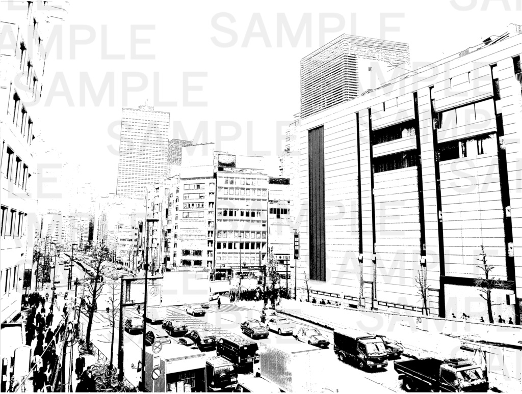 漫画背景 俯瞰の都市02 bird's-eye view of the city 04