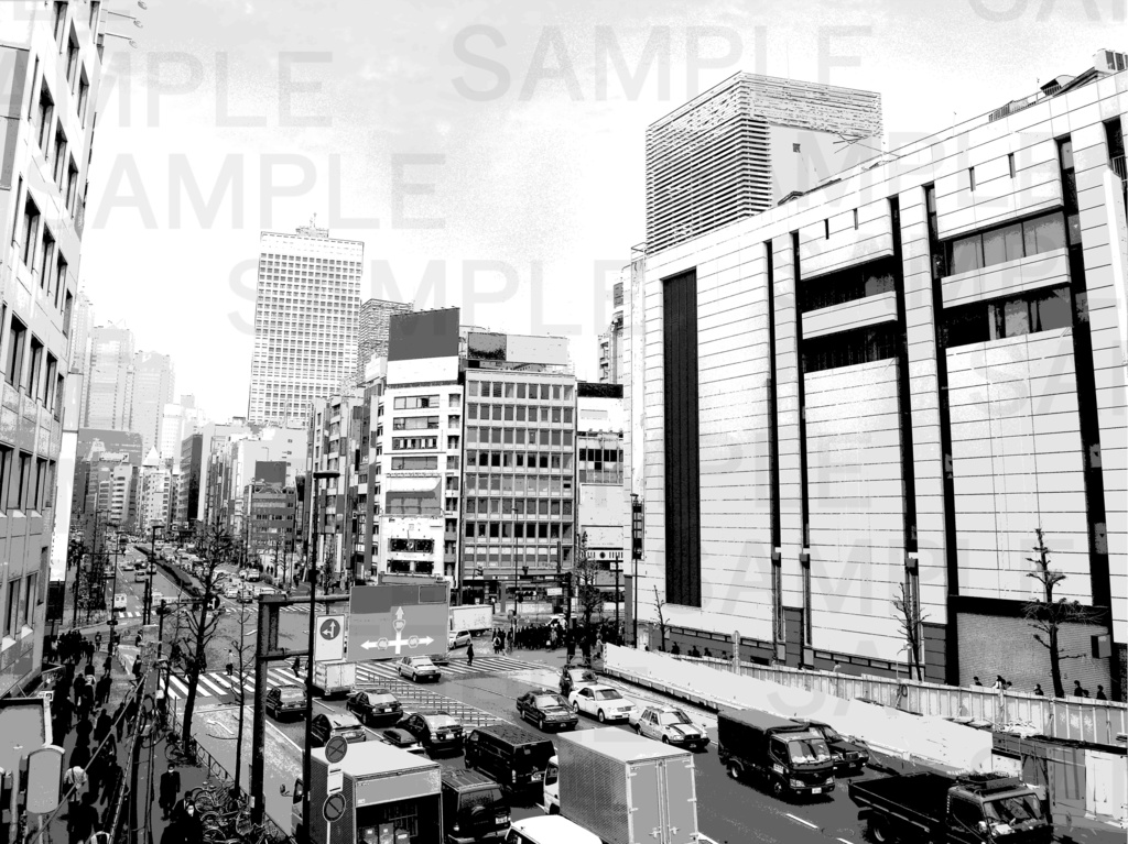 漫画背景 俯瞰の都市02 bird's-eye view of the city 04