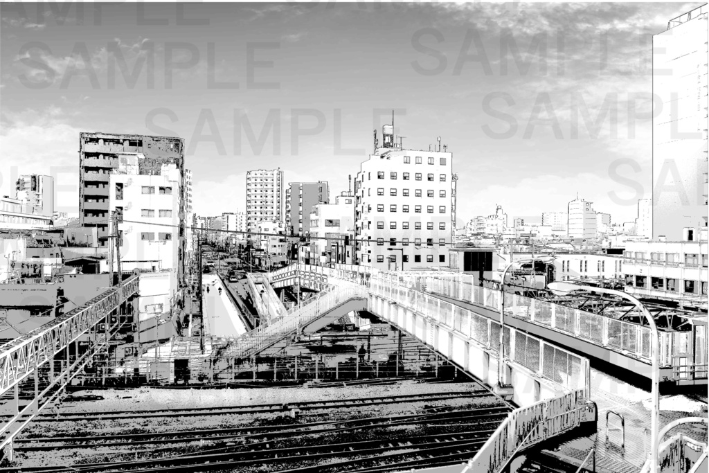 俯瞰の住宅街背景 Overhead view of residential area01