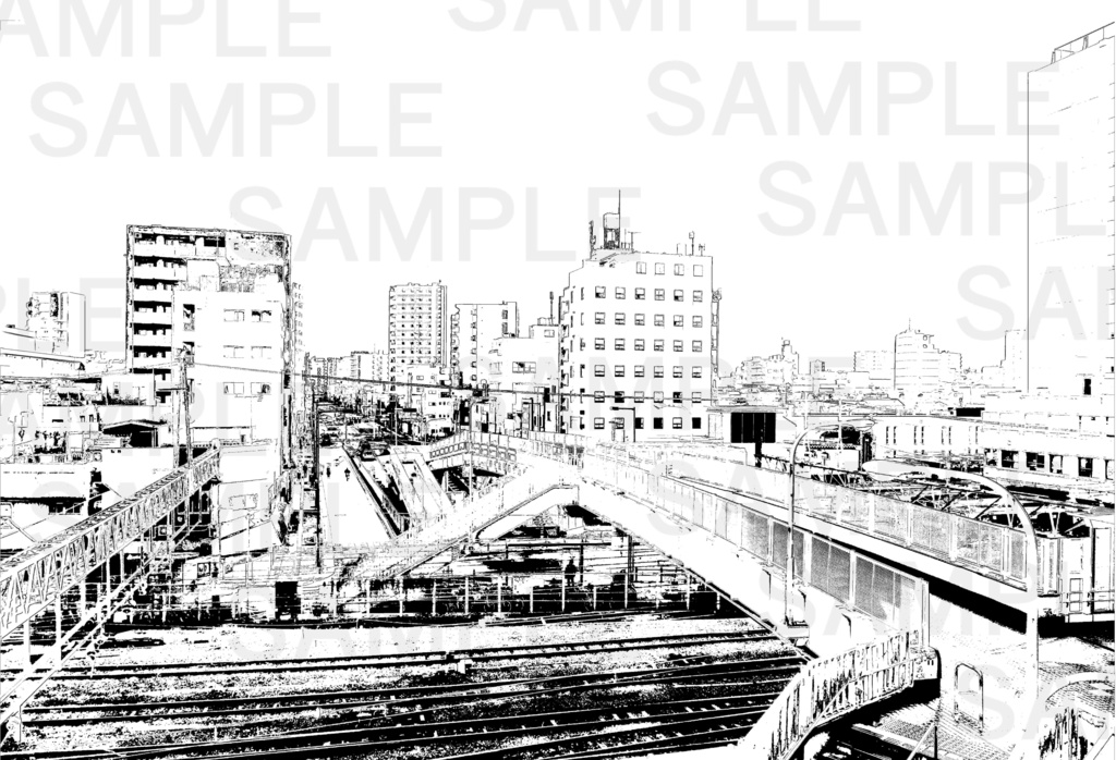 俯瞰の住宅街背景 Overhead view of residential area01