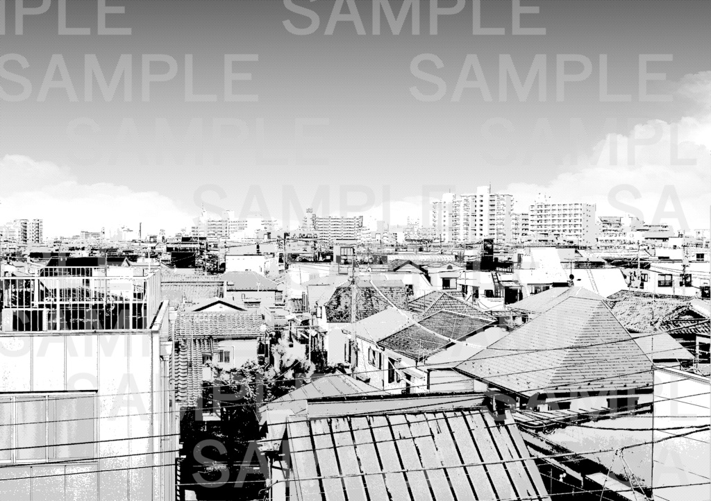 俯瞰の住宅街背景 Overhead view of residential area02