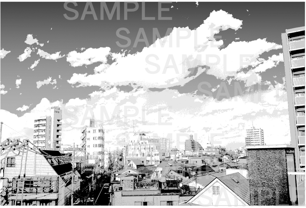 俯瞰の住宅街背景 Overhead view of residential area03