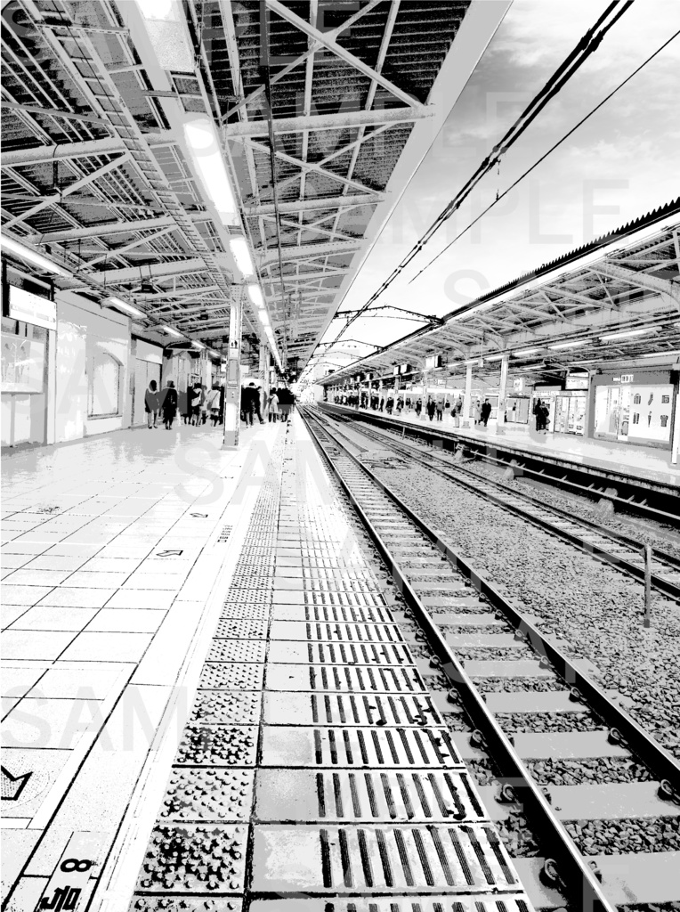 背景素材　「駅」01　Station scenery-01
