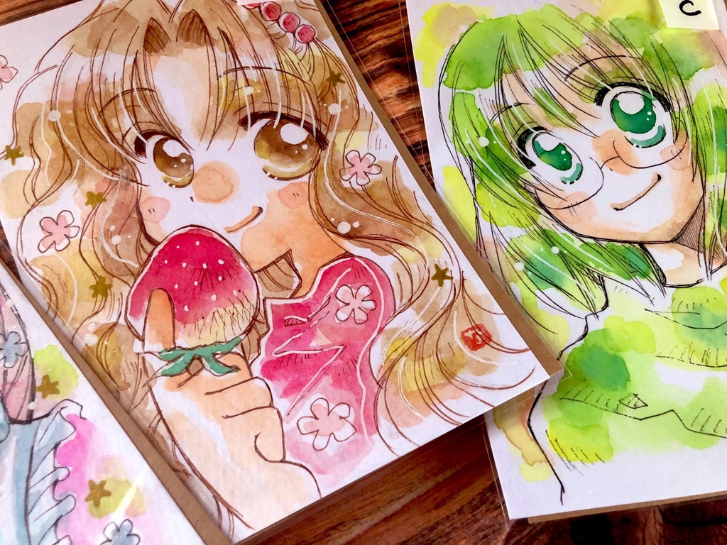 創作の手描きイラスト(ハガキサイズ)