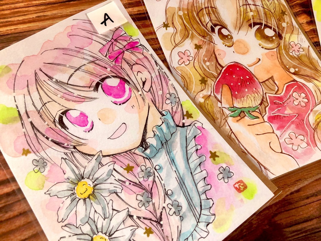 創作の手描きイラスト(ハガキサイズ)