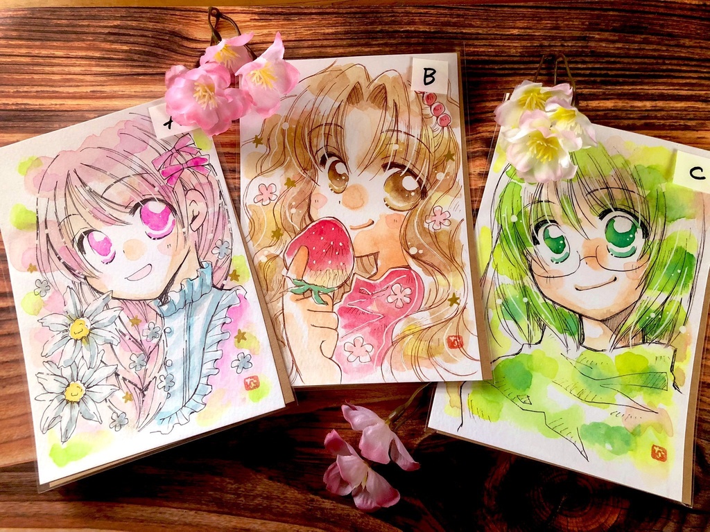 創作の手描きイラスト(ハガキサイズ)