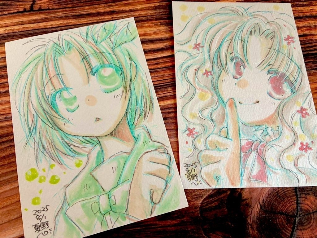 創作の手描きイラスト(ハガキサイズ)