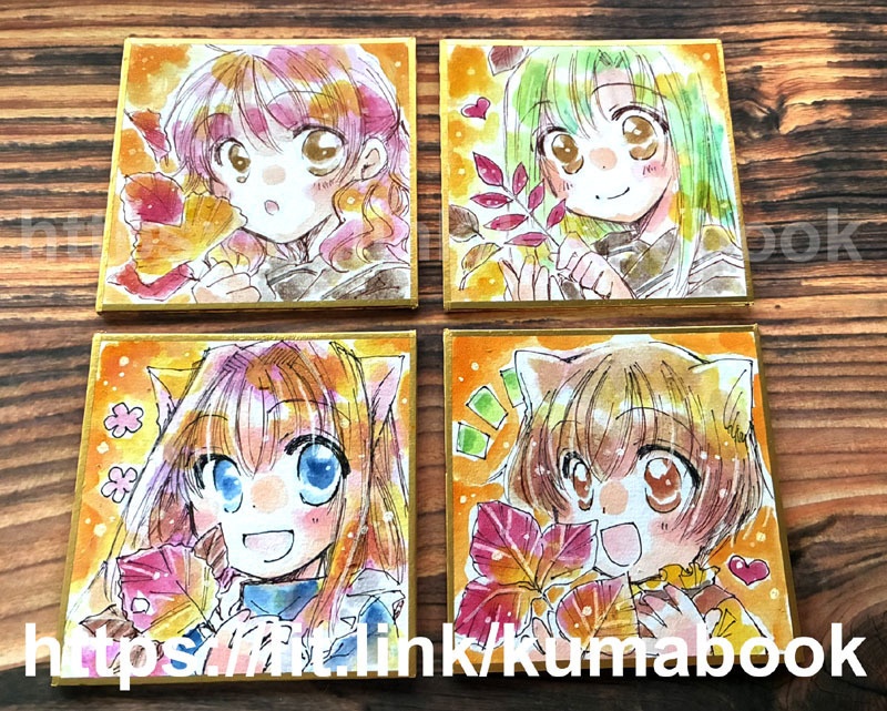 新・創作の手描きイラスト(豆色紙サイズ)