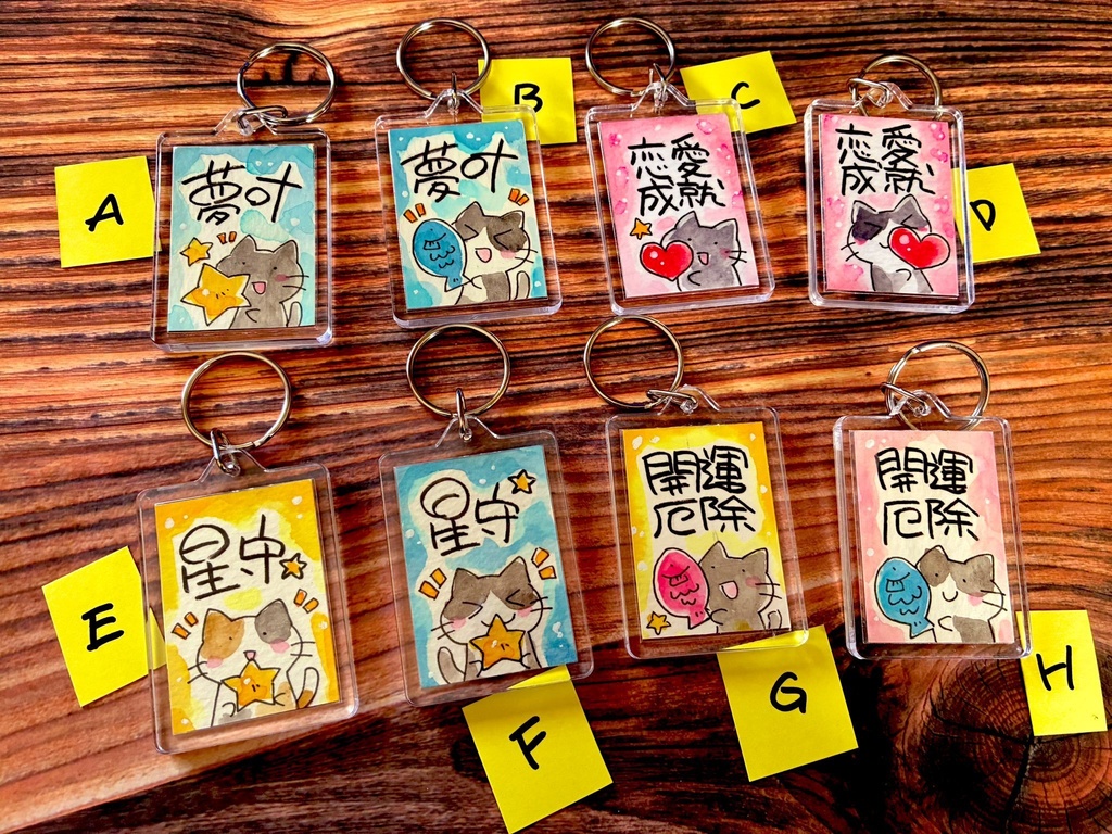 手描きキーホルダー猫守り（その１）