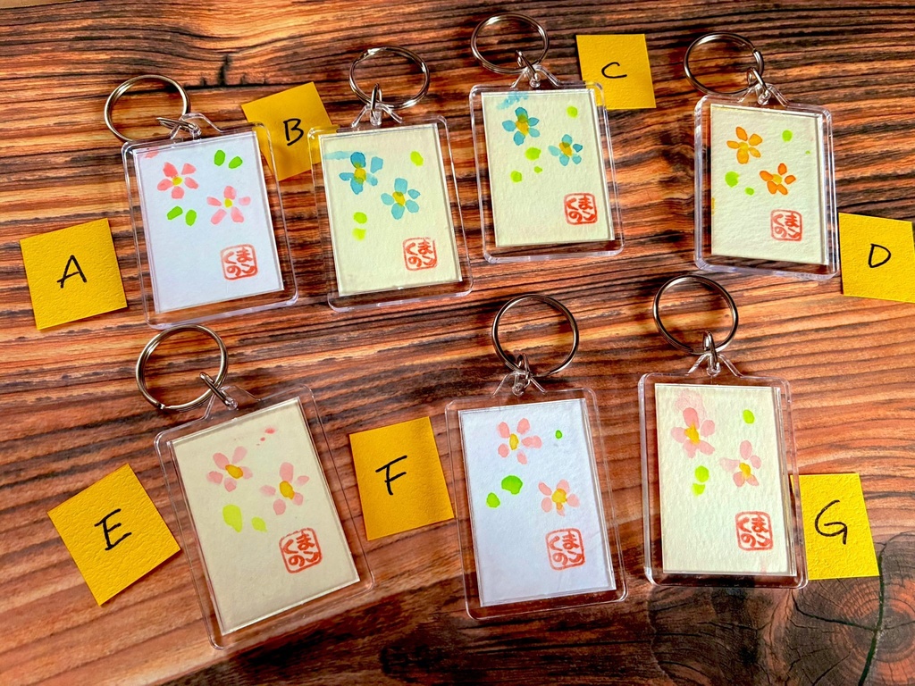 猫の手描きキーホルダー守り