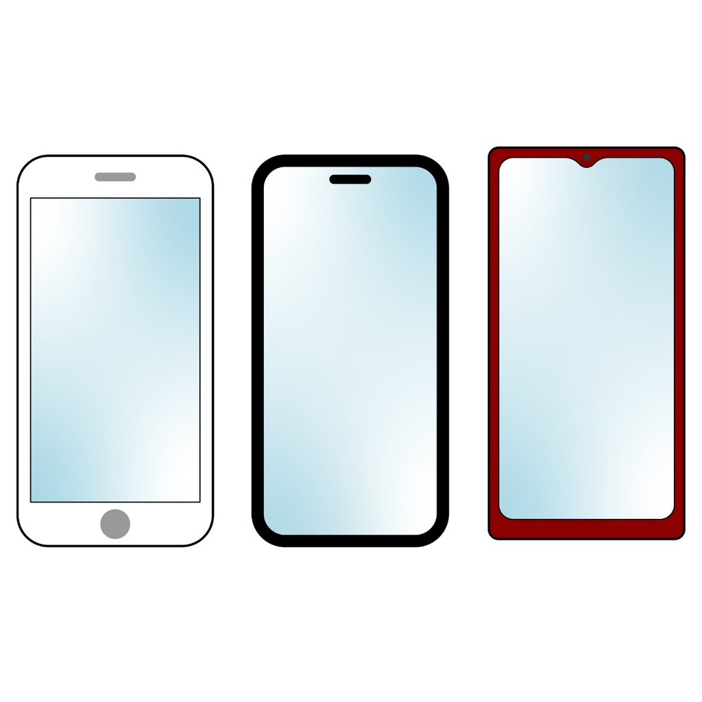スマホの線画イラスト素材 3点セット