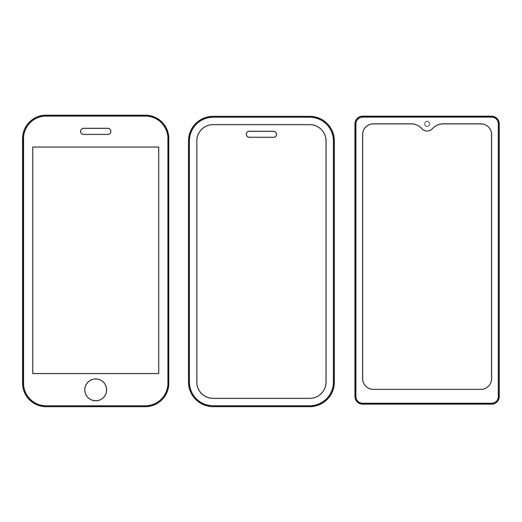 スマホの線画イラスト素材 3点セット